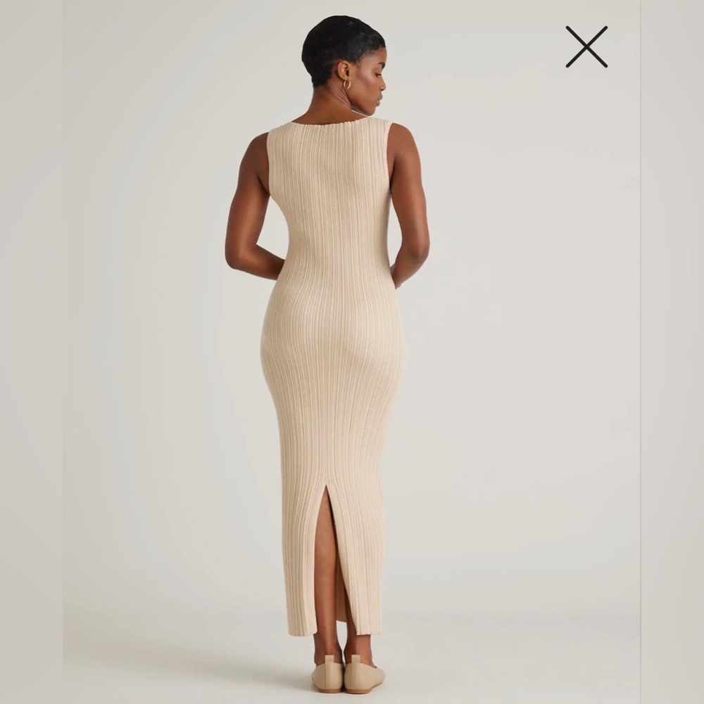 Quince Cotton Cashmere Ribbed Sleeveless Midi Dress size large - Picture 5 of 6